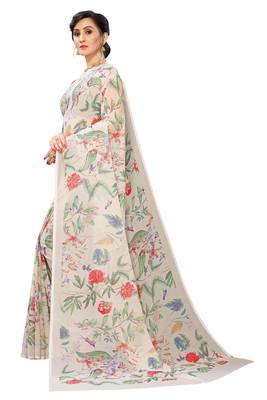 Multicolor Digital Print Weightless Georgette Saree with Blouse Piece 2