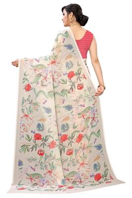 Multicolor Digital Print Weightless Georgette Saree with Blouse Piece 4