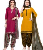 Synthetic Printed Unstitched Dress Material Combo