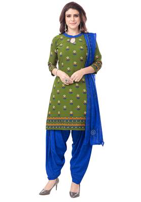 Synthetic Printed Unstitched Dress Material Combo 2