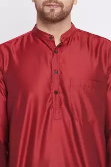 Maroon plain dupion men-kurtas