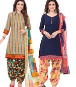 Synthetic Printed Unstitched Dress Material Combo