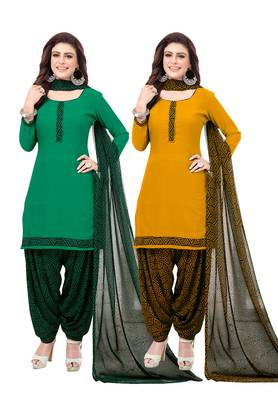 Synthetic Printed Unstitched Dress Material Combo 1