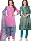 Synthetic Printed Unstitched Dress Material Combo