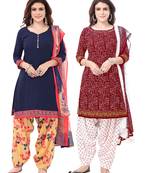 Synthetic Printed Unstitched Dress Material Combo