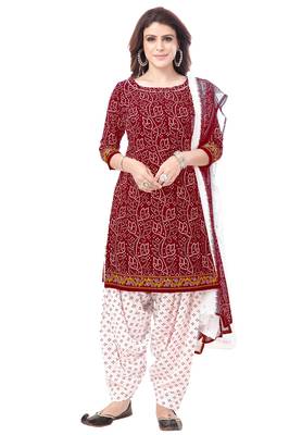 Synthetic Printed Unstitched Dress Material Combo 3