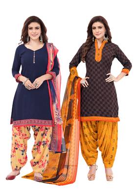 Synthetic Printed Unstitched Dress Material Combo 1