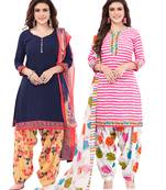 Synthetic Printed Unstitched Dress Material Combo