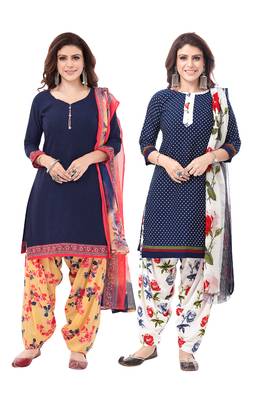Synthetic Printed Unstitched Dress Material Combo 1