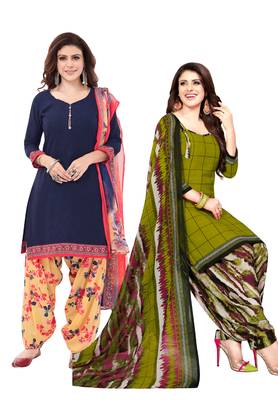 Synthetic Printed Unstitched Dress Material Combo 1