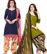 Synthetic Printed Unstitched Dress Material Combo
