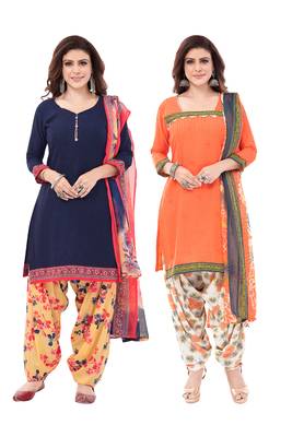 Synthetic Printed Unstitched Dress Material Combo 1