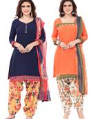 Synthetic Printed Unstitched Dress Material Combo