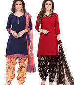 Synthetic Printed Unstitched Dress Material Combo