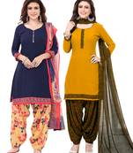 Synthetic Printed Unstitched Dress Material Combo