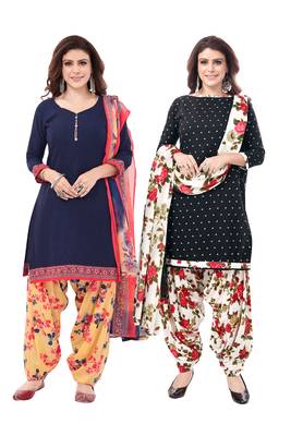 Synthetic Printed Unstitched Dress Material Combo 1