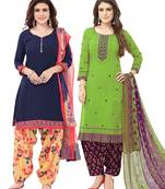 Synthetic Printed Unstitched Dress Material Combo