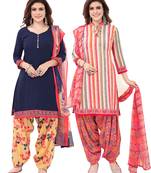Synthetic Printed Unstitched Dress Material Combo