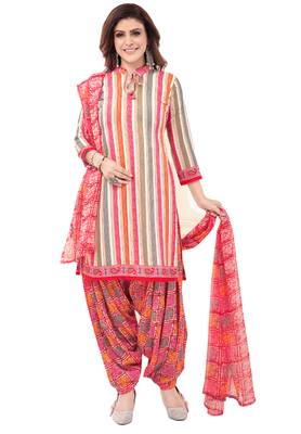 Synthetic Printed Unstitched Dress Material Combo 3