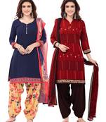 Synthetic Printed Unstitched Dress Material Combo