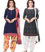 Synthetic Printed Unstitched Dress Material Combo