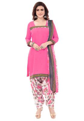 Synthetic Printed Unstitched Dress Material Combo 3