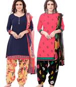 Synthetic Printed Unstitched Dress Material Combo