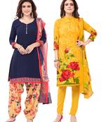 Synthetic Printed Unstitched Dress Material Combo