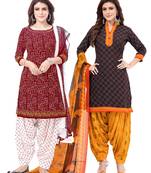 Synthetic Printed Unstitched Dress Material Combo