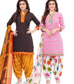 Synthetic Printed Unstitched Dress Material Combo
