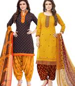 Synthetic Printed Unstitched Dress Material Combo