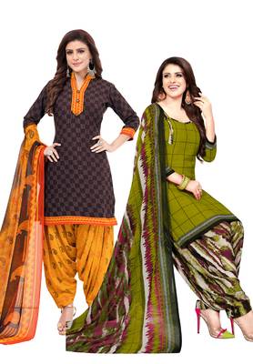 Synthetic Printed Unstitched Dress Material Combo 1