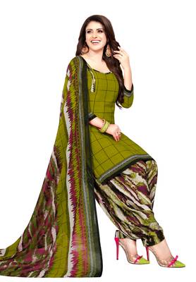 Synthetic Printed Unstitched Dress Material Combo 3
