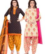 Synthetic Printed Unstitched Dress Material Combo