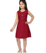 Maroon plain cotton kids-frocks