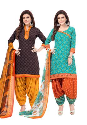 Synthetic Printed Unstitched Dress Material Combo 1