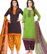 Synthetic Printed Unstitched Dress Material Combo