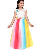 Multicolor plain net kids-girl-gowns