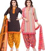 Synthetic Printed Unstitched Dress Material Combo