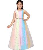 Multicolor plain net kids-girl-gowns