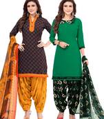 Synthetic Printed Unstitched Dress Material Combo