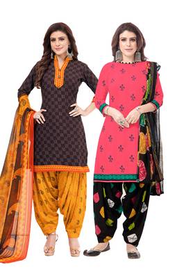 Synthetic Printed Unstitched Dress Material Combo 1