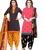 Synthetic Printed Unstitched Dress Material Combo