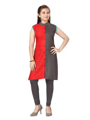 Red plain cotton kids-tops 1