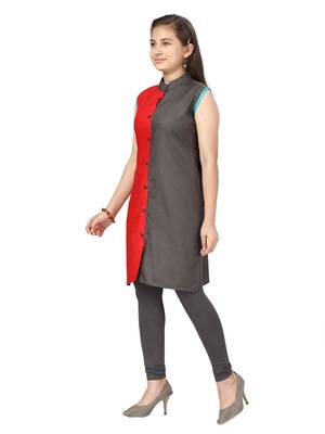 Red plain cotton kids-tops 3