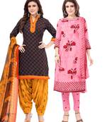 Synthetic Printed Unstitched Dress Material Combo
