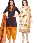 Synthetic Printed Unstitched Dress Material Combo