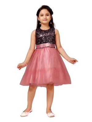 Purple plain net kids-frocks 1