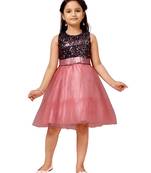 Purple plain net kids-frocks