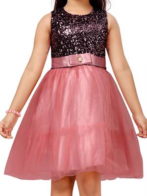 Purple plain net kids-frocks 5